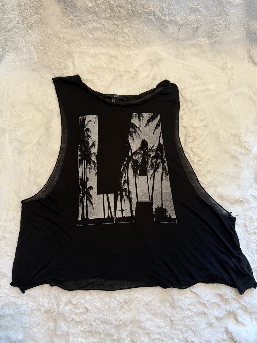 XXI Women’s Black Palm Graphic Muscle Tank Top
